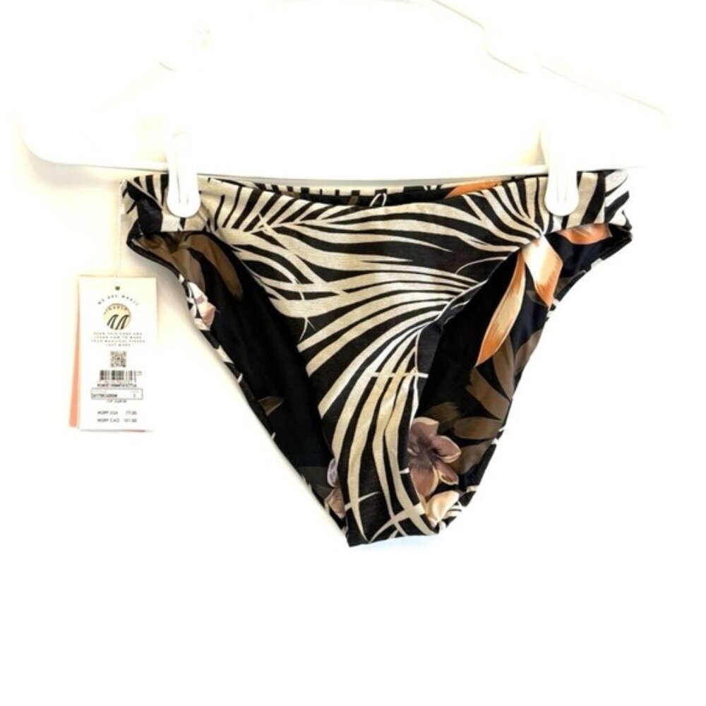 Maaji Women’s Black Floral Hipster Bikini Bottom Size S